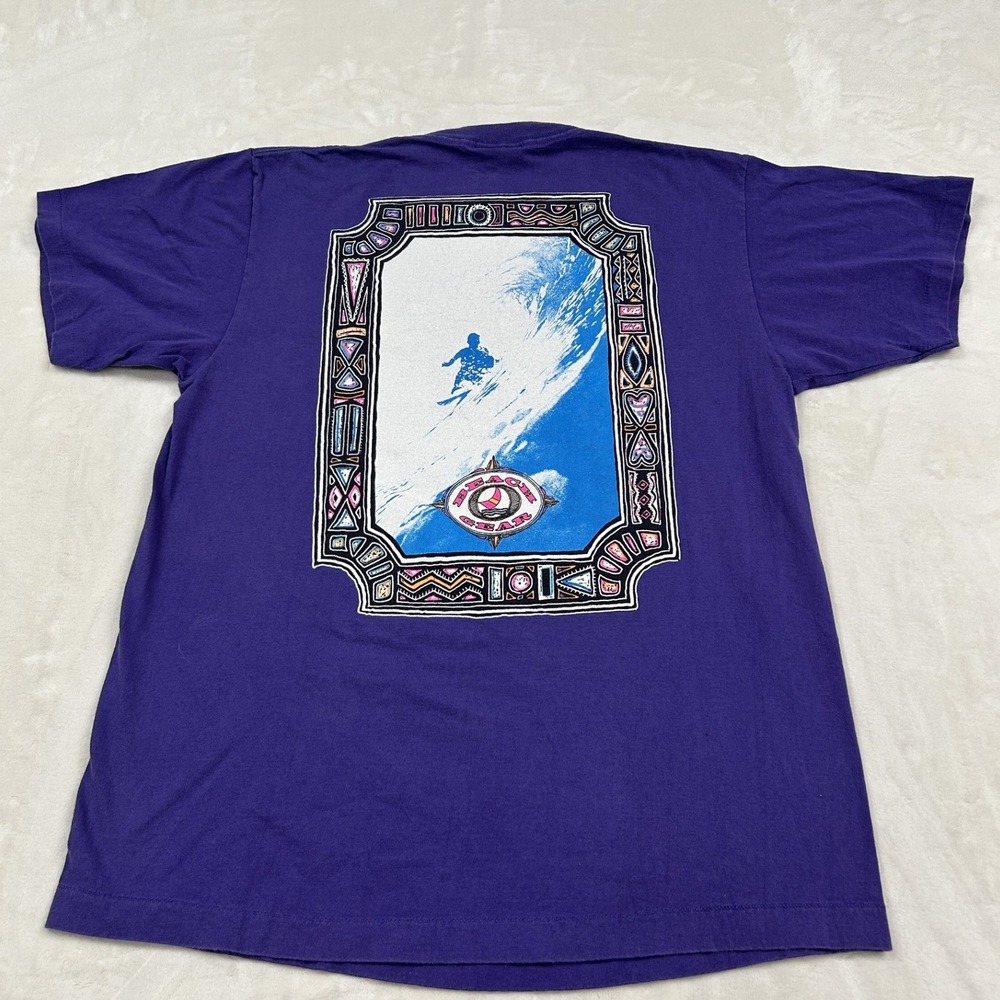 Beach Gear T-Shirt Mens XL Purple Vintage 90s Surf Graphic Made in USA